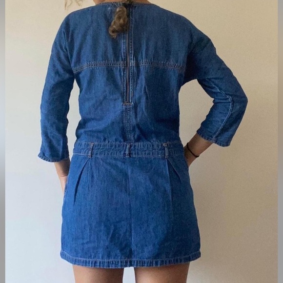 Forever 21 Babydoll Denim Mini Dress with braided pockets and zipper closure - Picture 2 of 4